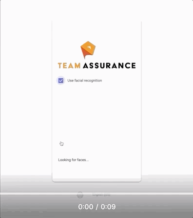 .gif showing someone loggin into TeamAssurance using Face Recognition technology