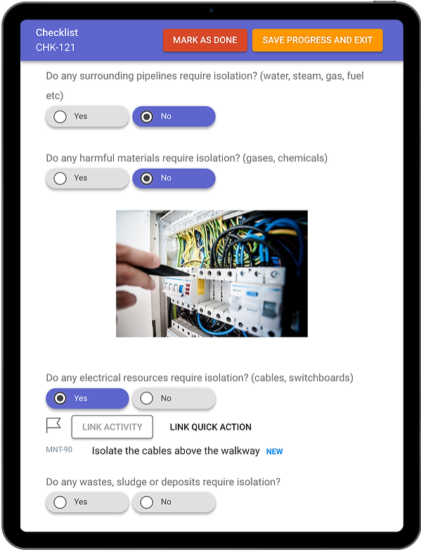 Screenshot of a checklist view that a person doing the inspection would see