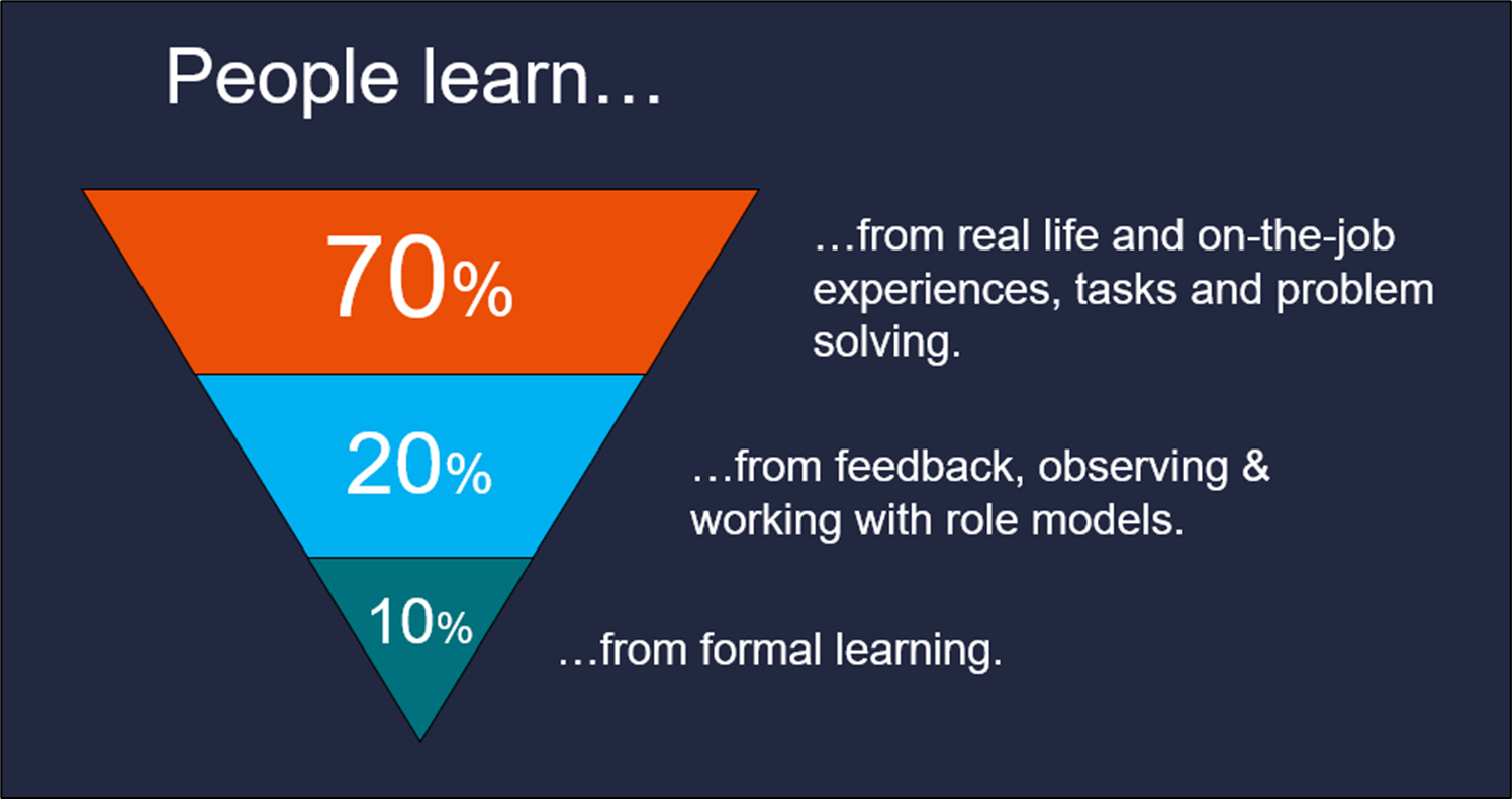 70 20 10 learning model infographic